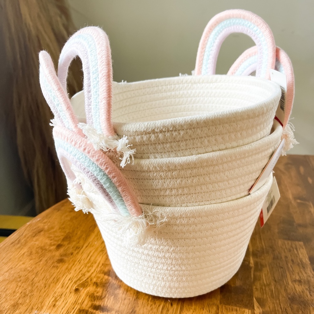 Set 4 Rainbow Rope Storage Baskets